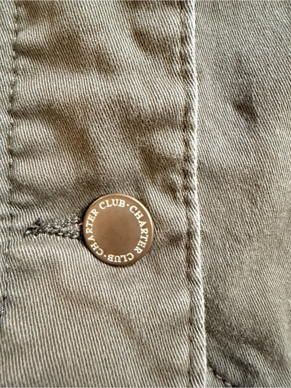 Charter Club Olive Green Button-Front Jean Jacket - Picture 4 of 5